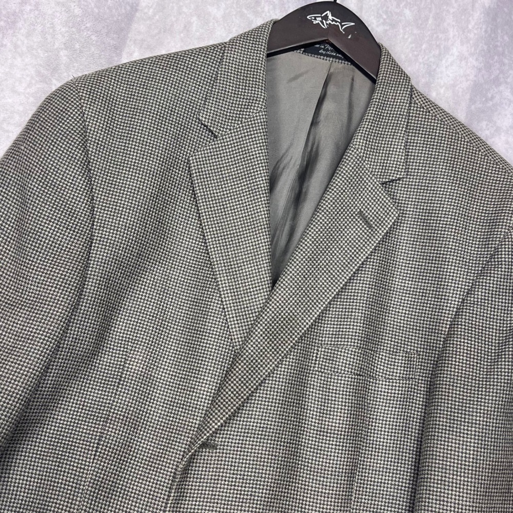 Andrew Fezza Blazer Mens 48R Grey Houndstooth Excellent 3-Button Sport Coat